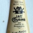 CELLULOID SHOE HORN - J & T COUSINS, PHILADELPHIA