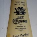 CELLULOID SHOE HORN - J & T COUSINS, PHILADELPHIA