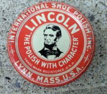 SCARCE LINCOLN SHOE POLISH TIN-LINCOLN IMAGE