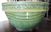LARGE GREEN GLAZE ON YELLOWARE(YELLOW WARE, YELLOW WARE) BOWL