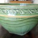 LARGE GREEN GLAZE ON YELLOWARE(YELLOW WARE, YELLOW WARE) BOWL
