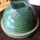 LARGE GREEN GLAZE ON YELLOWARE(YELLOW WARE, YELLOW WARE) BOWL
