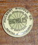 RARE HULBERT BICYCLE CELLULOID LAPEL BUTTON/SARATOGA