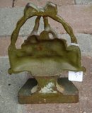 PAINTED CAST IRON BASKET OF FLOWERS DOORSTOP