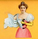 CANFIELD DRESS SHIELDS DIE-CUT TRADE CARD; PRETTY LADY