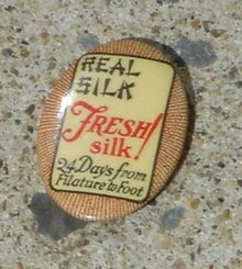 REAL SILK CELLULOID PINBACK