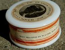DR. BLAIR'S CREAM OF CUCUMBER MILK GLASS JAR/CONTENTS-PRETTY LADY