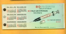 B-D PRODUCTS CELLULOID BLOTTER-MEDICINAL -1944 CALENDAR