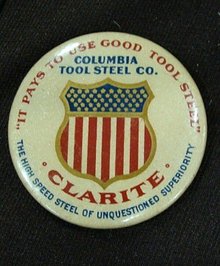 COLUMBIA TOOL STEEL CO CELLULOID ADVERTISING MIRROR