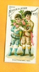 NITSCH & KUH SPANISH ROLL TOBACCO TRADE CARD-CHILDREN IMAGE;CIGAR ADVERTISING