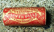 WAKEFIELD'S VEGETABLE LIVER PILLS WOODEN CONTAINER VIAL
