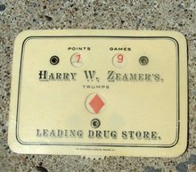 HARRY W. ZEAMER'S DRUG STORE CELLULOID BRIDGE SCORE COUNTER