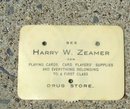 HARRY W. ZEAMER'S DRUG STORE CELLULOID BRIDGE SCORE COUNTER