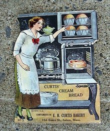 CURTIS BAKERY SEWING KIT-WOMAN AND STOVE IMAGE