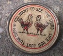 EARLY MIRROR WITH ROOSTER & CHICKEN ON ONE SIDE