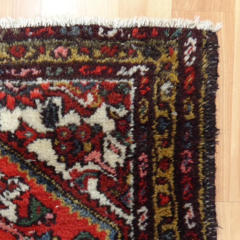 Vintage Oriental Rug 2' 4 x 3' 11 Small Red Hamedan Rug