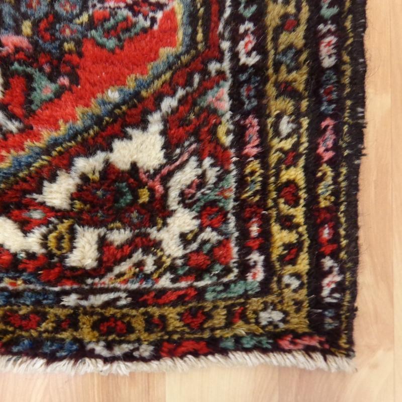 Vintage Oriental Rug 2' 4 x 3' 11 Small Red Hamedan Rug