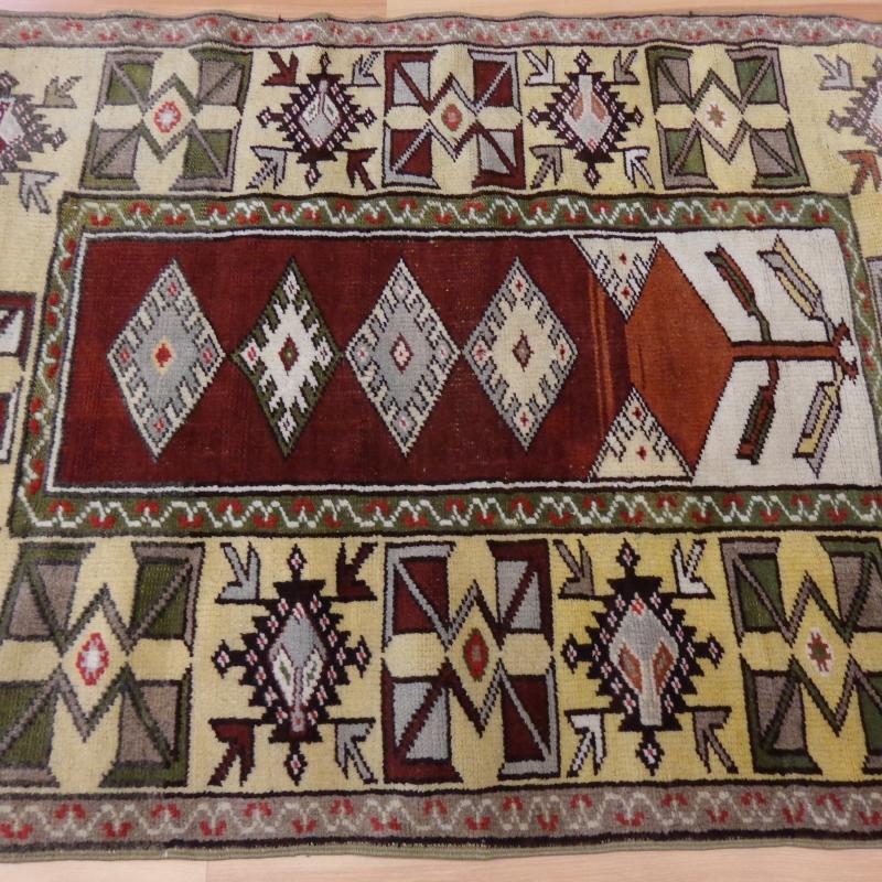 Hand Knotted Rug 2' 7 x 3' 11 Red Turkish Rug