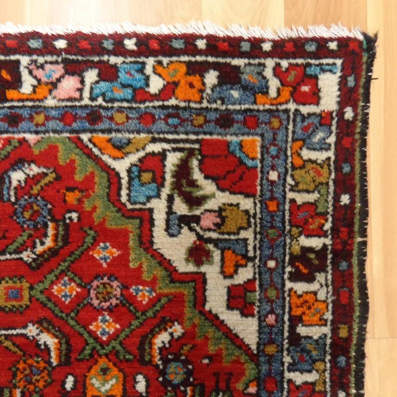 Wool Vintage Rug 3' 3 x 4' 10 Red Hamedan Oriental Rug