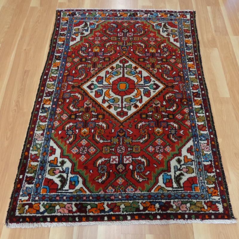 Wool Vintage Rug 3' 3 x 4' 10 Red Hamedan Oriental Rug