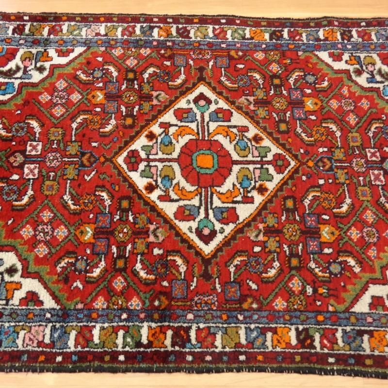 Wool Vintage Rug 3' 3 x 4' 10 Red Hamedan Oriental Rug