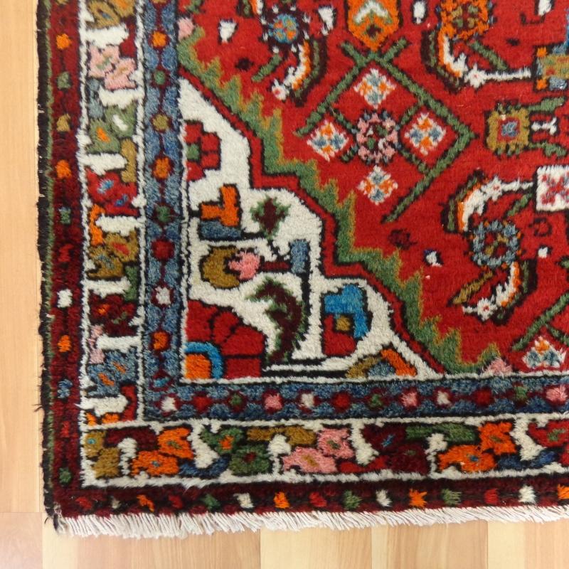 Wool Vintage Rug 3' 3 x 4' 10 Red Hamedan Oriental Rug
