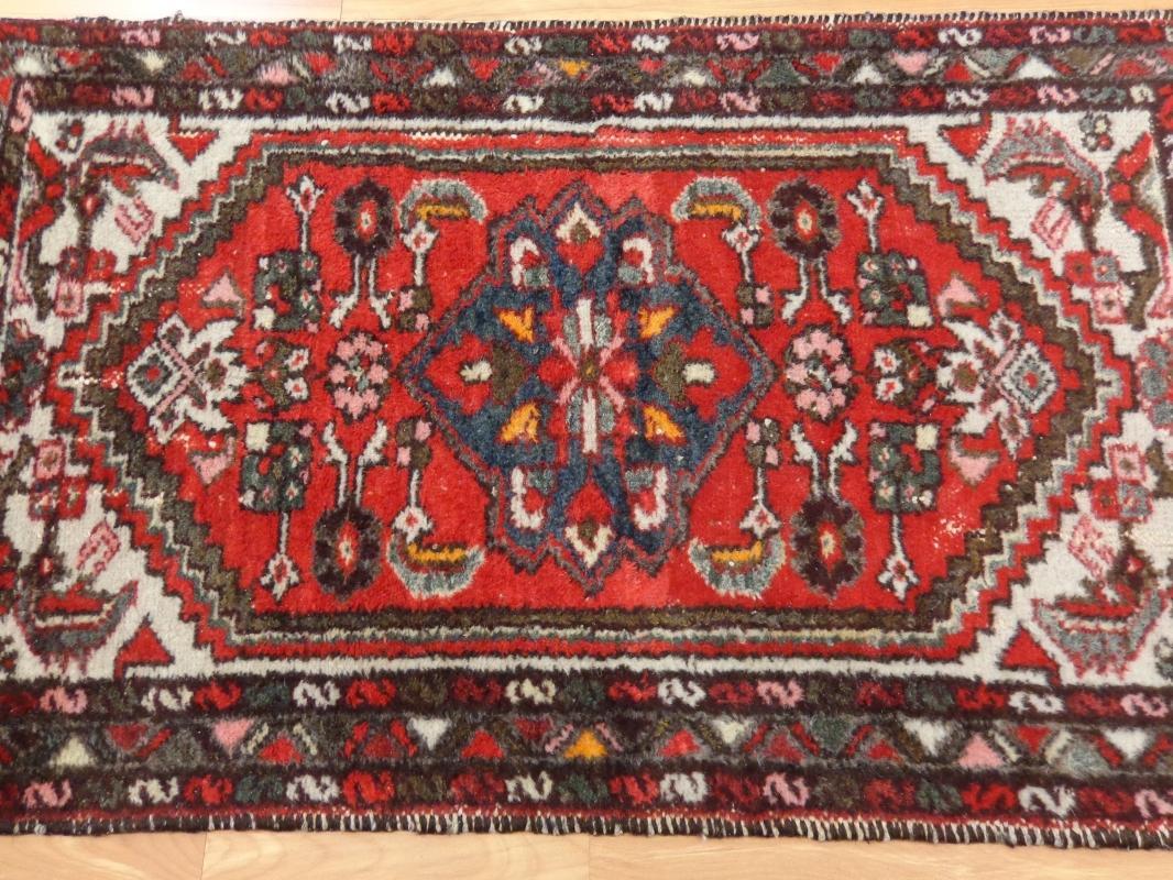 Vintage Rug Red Wool Oriental Rug 2' 5 x 3' 11 Authentic Vintage Hamedan Area Rug