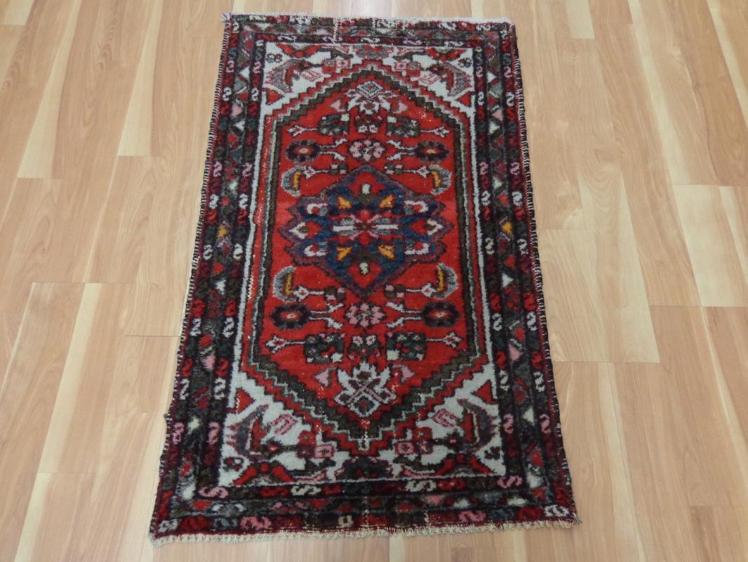 Vintage Rug Red Wool Oriental Rug 2' 5 x 3' 11 Authentic Vintage Hamedan Area Rug