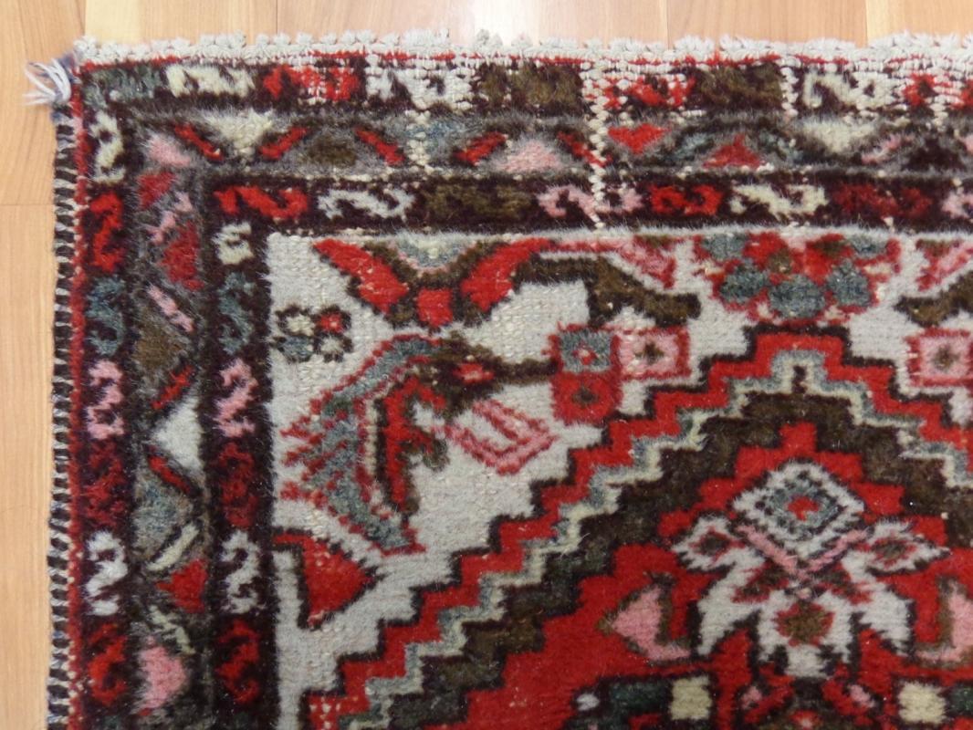 Vintage Rug Red Wool Oriental Rug 2' 5 x 3' 11 Authentic Vintage Hamedan Area Rug