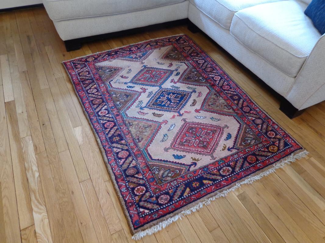 Vintage Rug 3' 11 x 5' 1 Tan Hamedan Area Rug