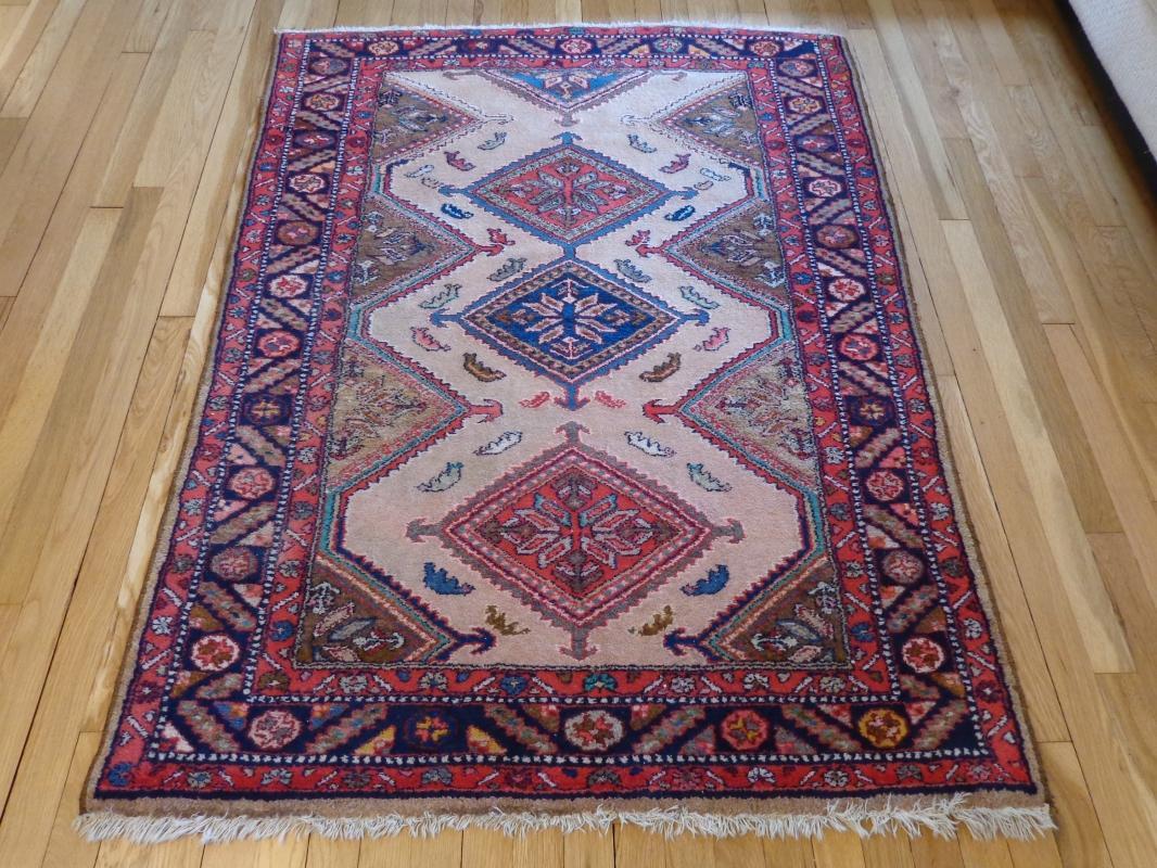 Vintage Rug 3' 11 x 5' 1 Tan Hamedan Area Rug