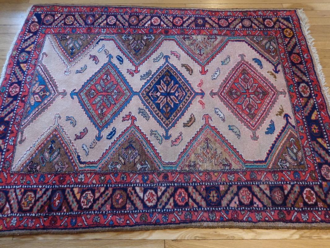 Vintage Rug 3' 11 x 5' 1 Tan Hamedan Area Rug