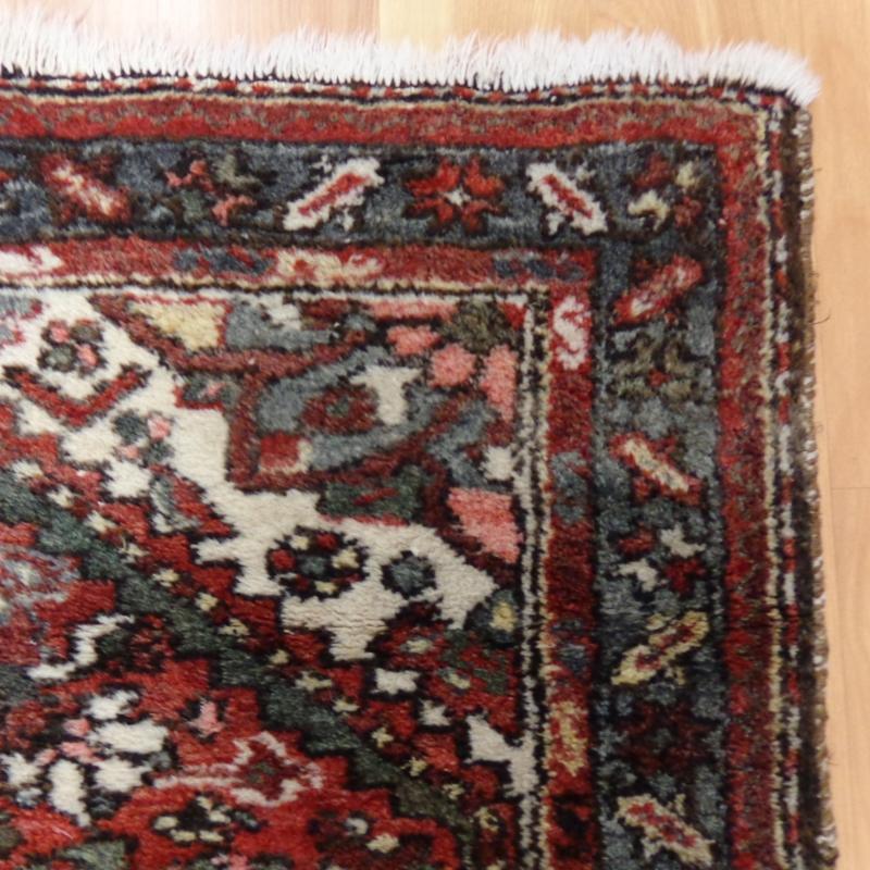 Wool Hand Knotted Rug 2' 6 x 4' 1 Red Vintage Hamedan