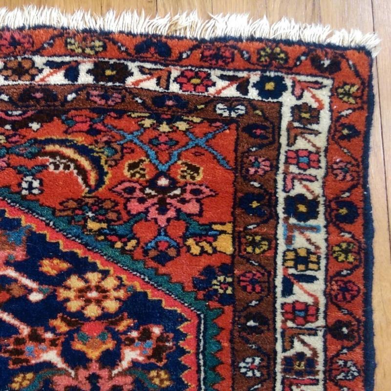 Blue Vintage Rug 3' 7 x 4' 9 Hamedan