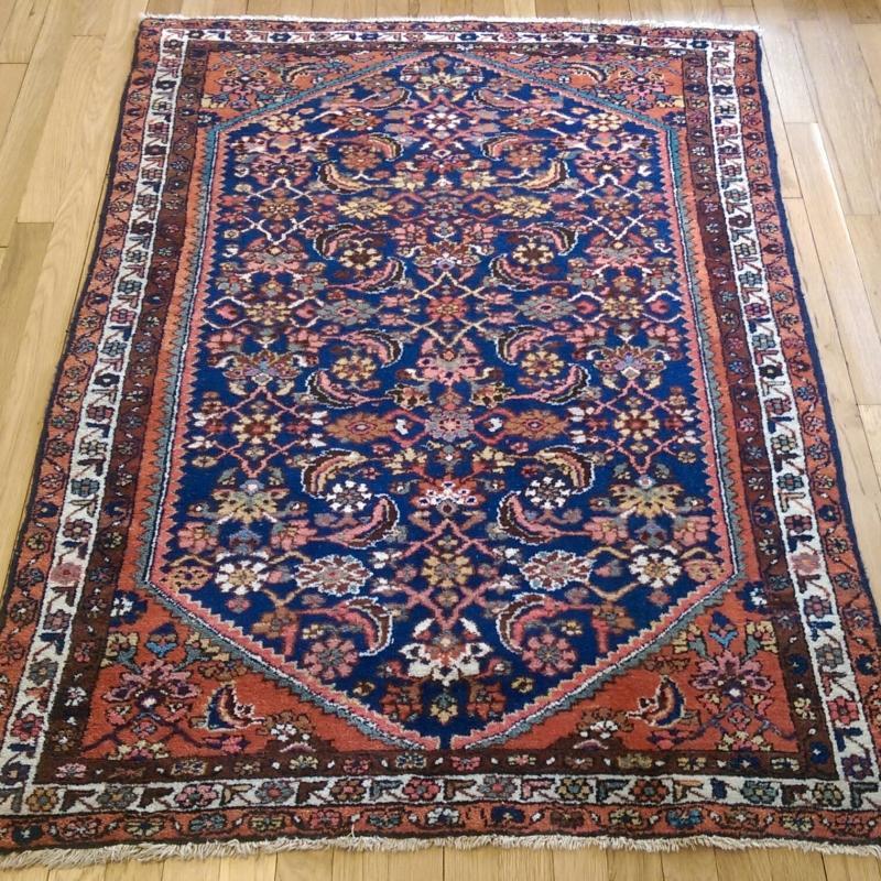 Blue Vintage Rug 3' 7 x 4' 9 Hamedan