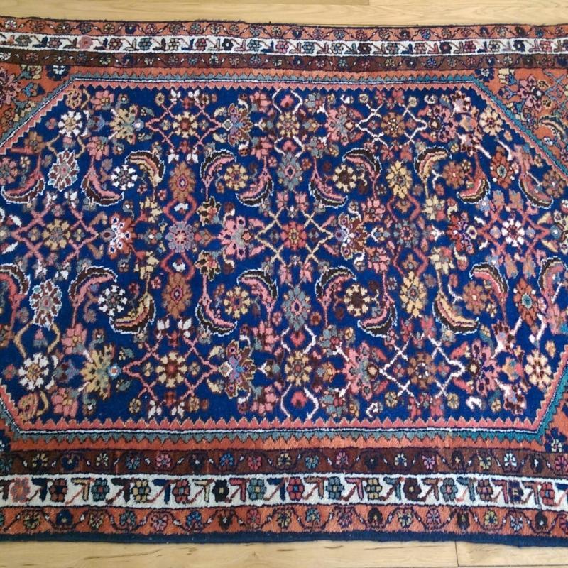 Blue Vintage Rug 3' 7 x 4' 9 Hamedan