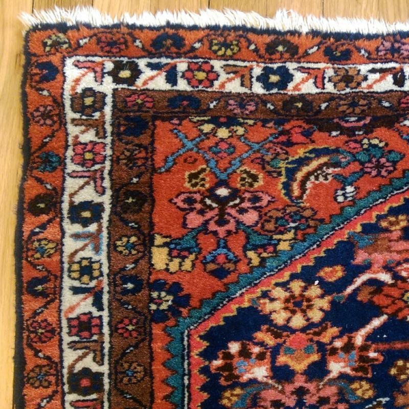 Blue Vintage Rug 3' 7 x 4' 9 Hamedan