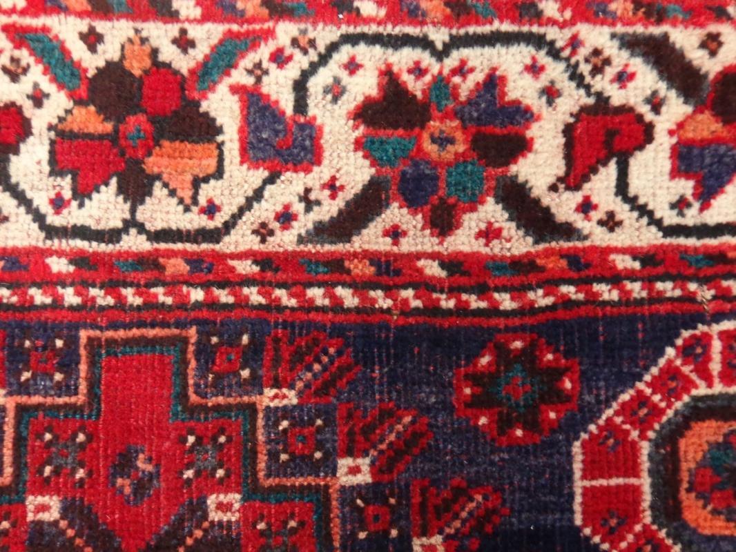 Tribal Boho Decor Vintage Rug Wool Blue Oriental Rug 3' 11 x 5' 8 Shiraz