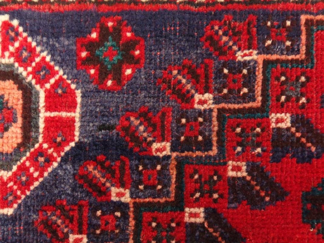 Tribal Boho Decor Vintage Rug Wool Blue Oriental Rug 3' 11 x 5' 8 Shiraz