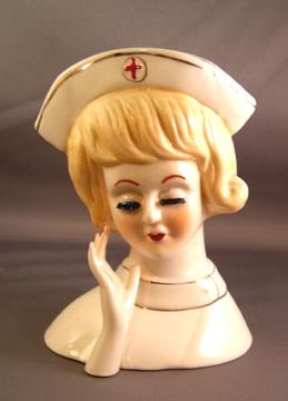 Red Cross Nurse Head Vase