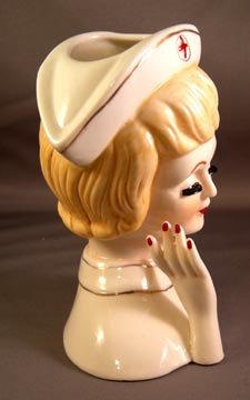 Red Cross Nurse Head Vase