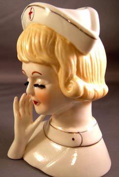 Red Cross Nurse Head Vase
