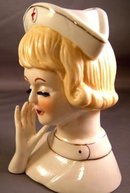 Red Cross Nurse Head Vase