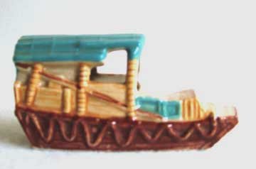 Vintage Pottery Aquarium Ornament Japanese Boat