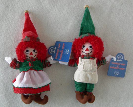 Raggedy Ann and Andy Christmas Elf Ornaments