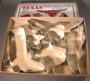 Box Set of Figural Texas Theme Cookie Cutter