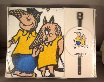 Sealed Boxed Armadillo Couple Golf Towel & Tag