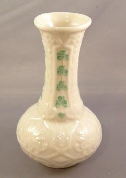 Vintage Belleek Shamrock Design Vase