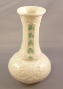 Vintage Belleek Shamrock Design Vase