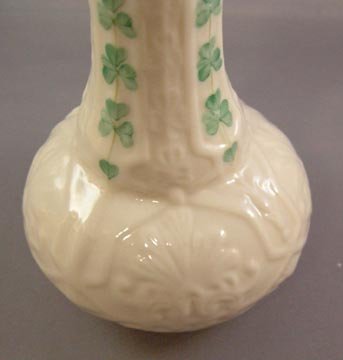 Vintage Belleek Shamrock Design Vase